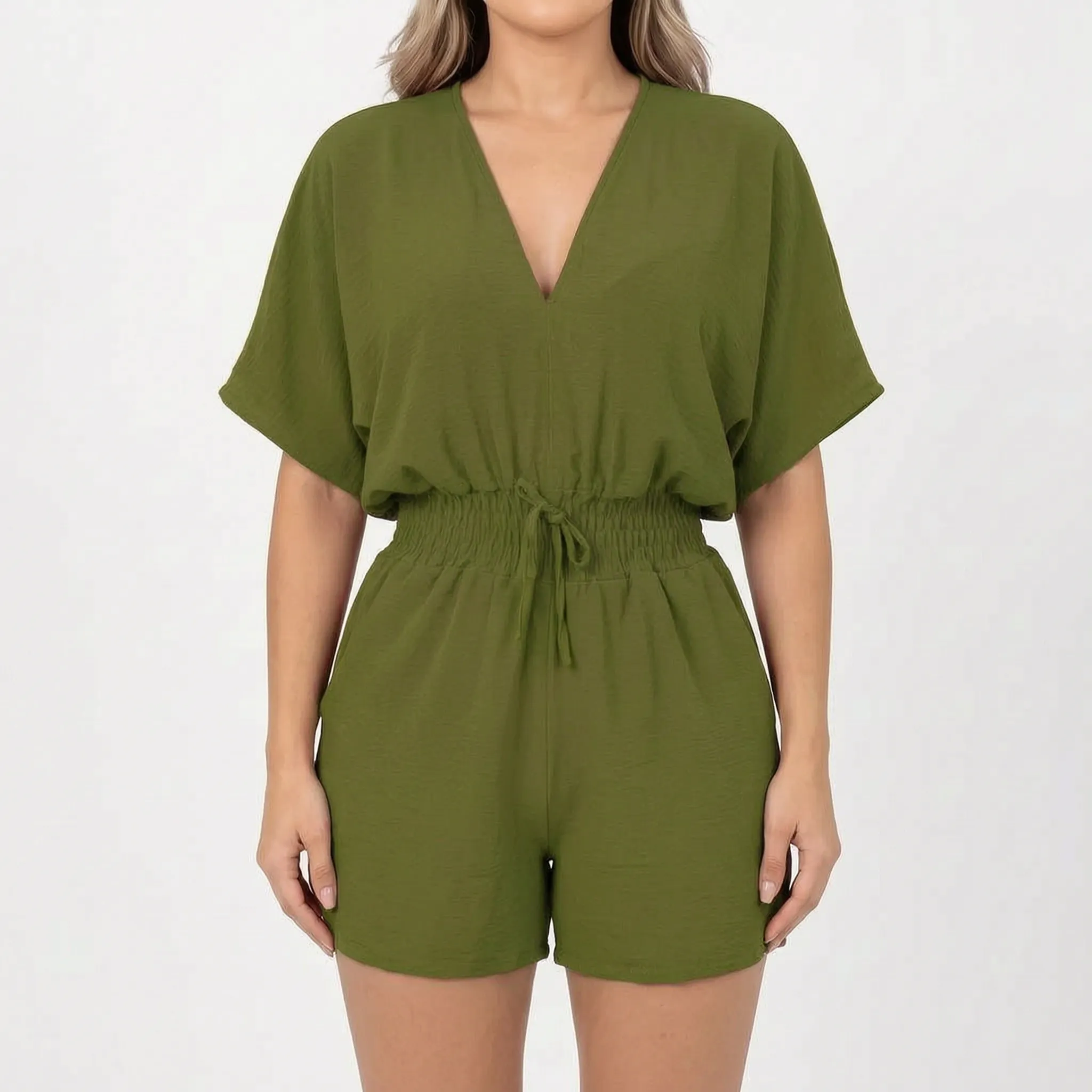 Arlisa - Casual Short-Sleeved V-Neck Summer Romper