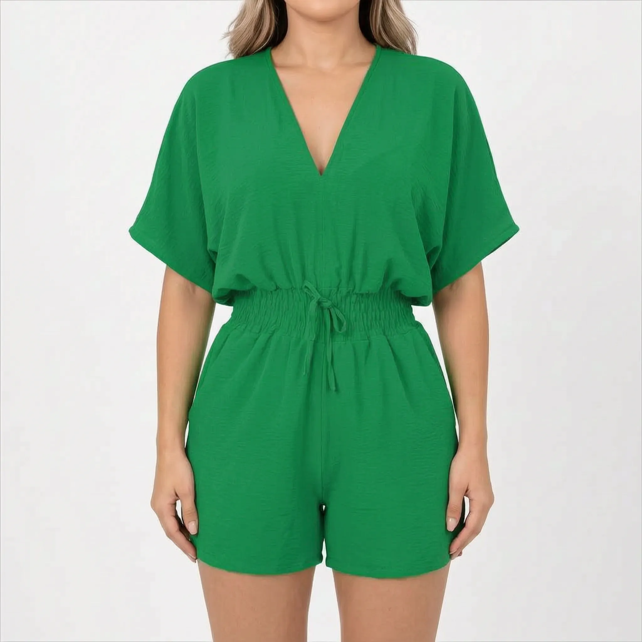 Arlisa - Casual Short-Sleeved V-Neck Summer Romper