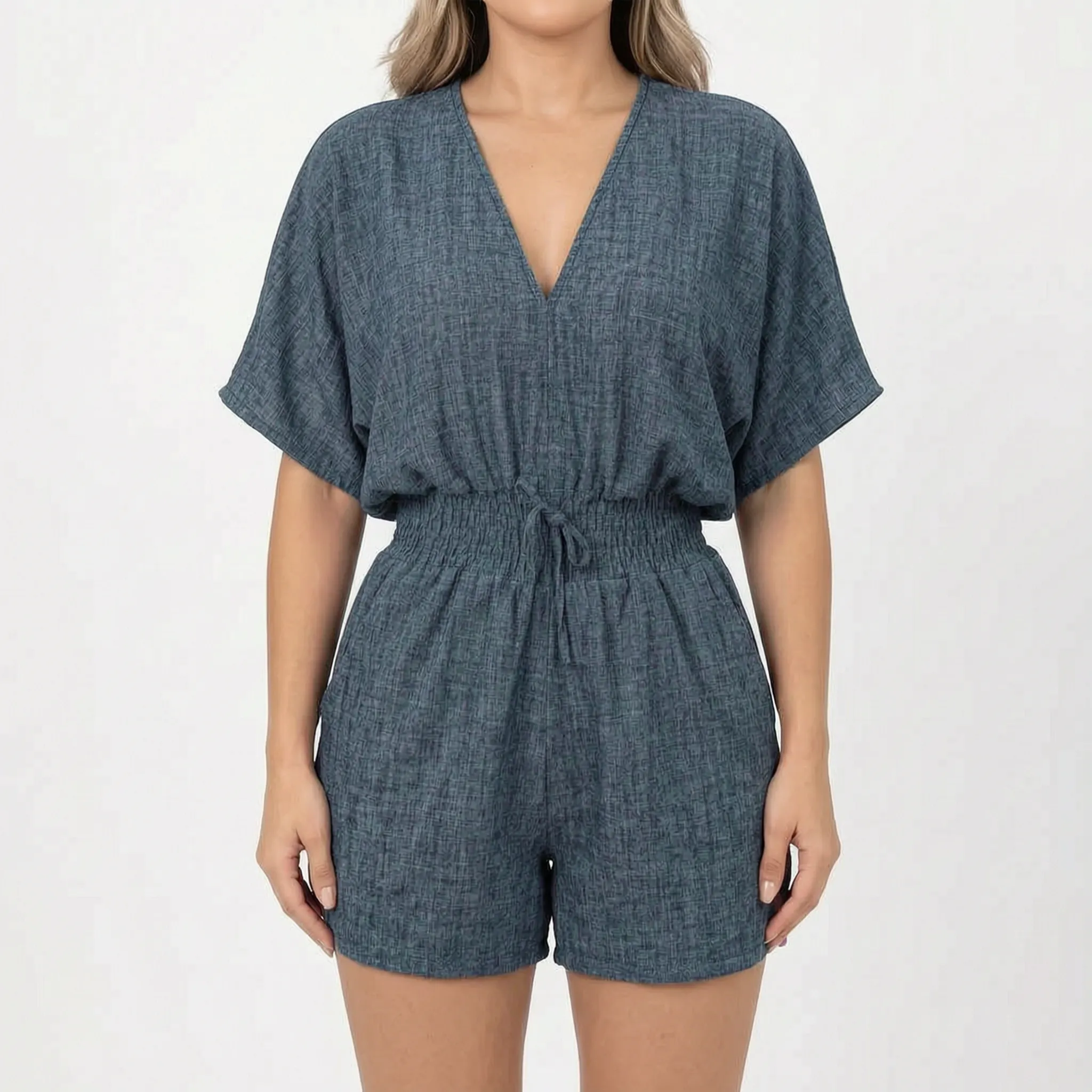 Arlisa - Casual Short-Sleeved V-Neck Summer Romper