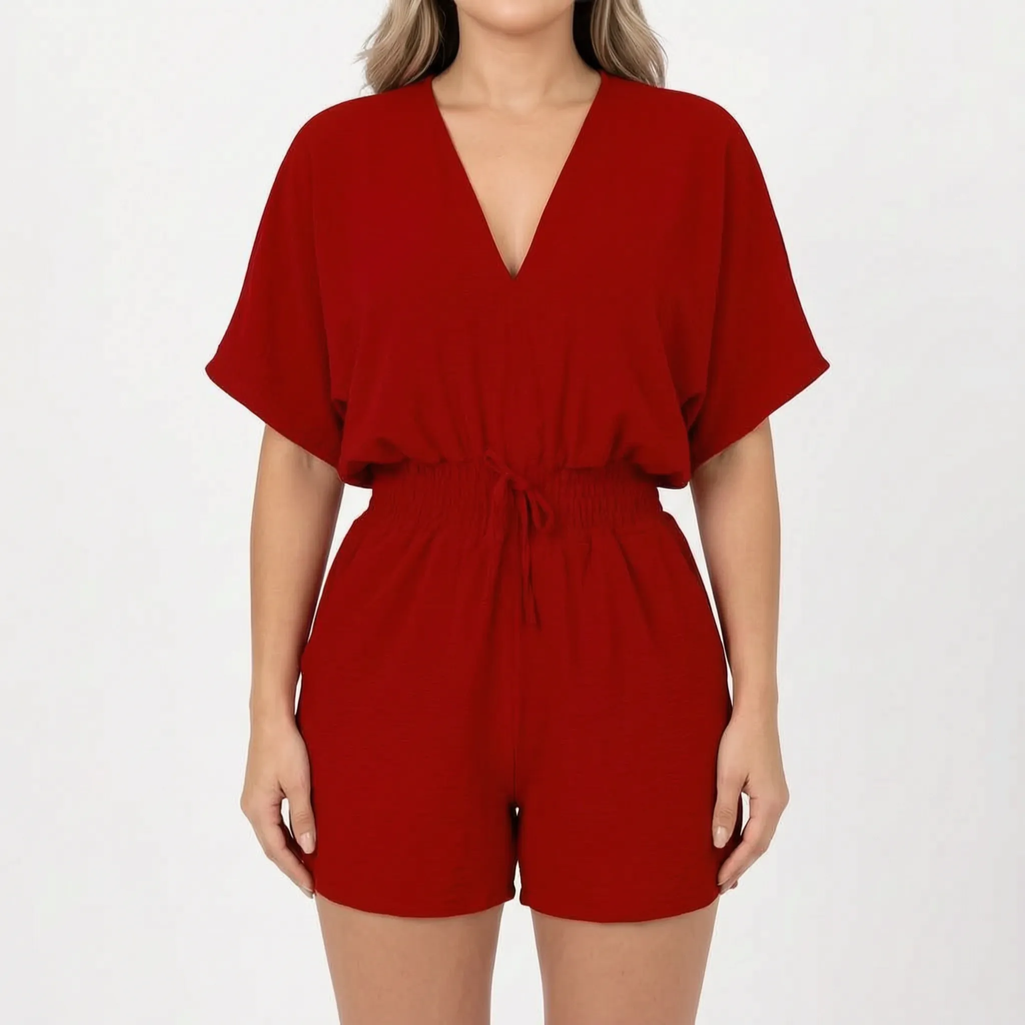Arlisa - Casual Short-Sleeved V-Neck Summer Romper
