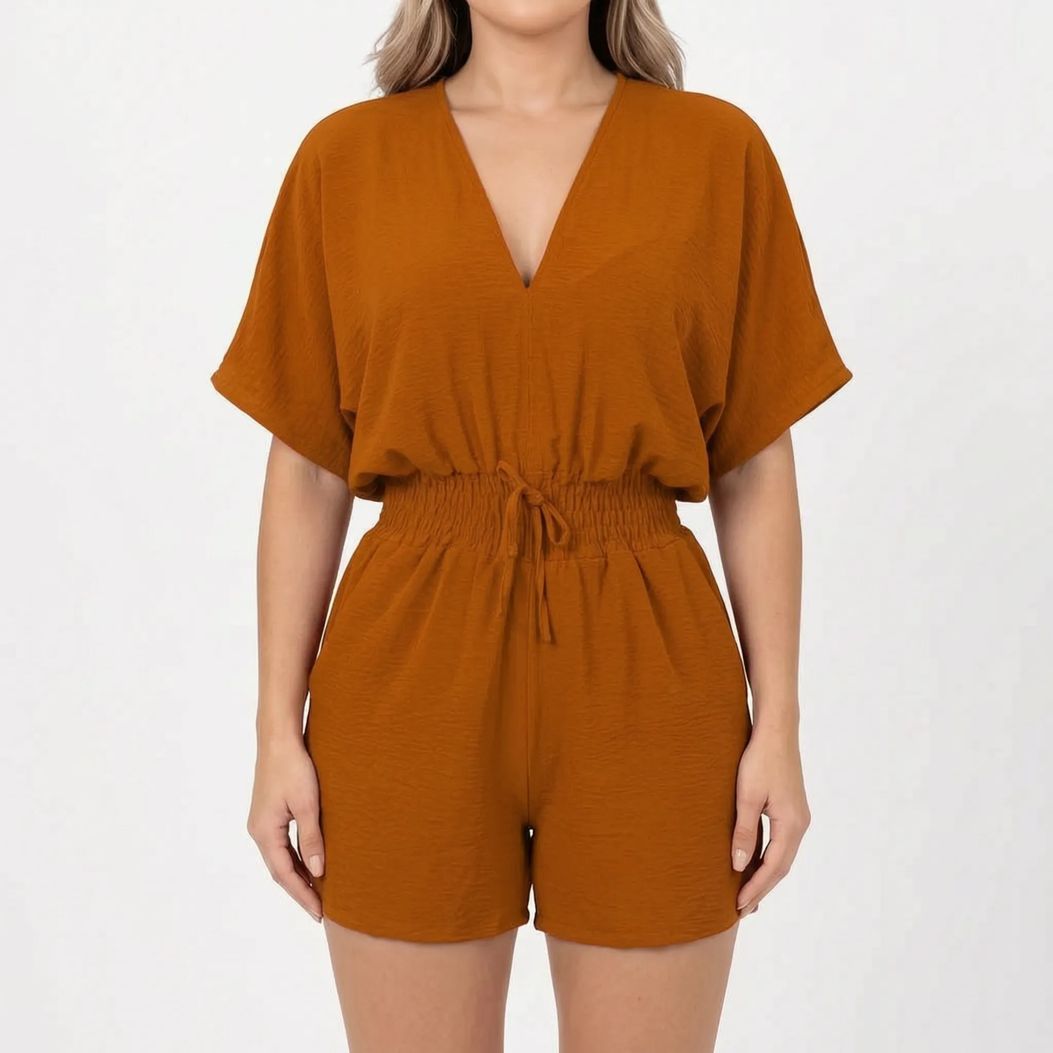 Arlisa - Casual Short-Sleeved V-Neck Summer Romper