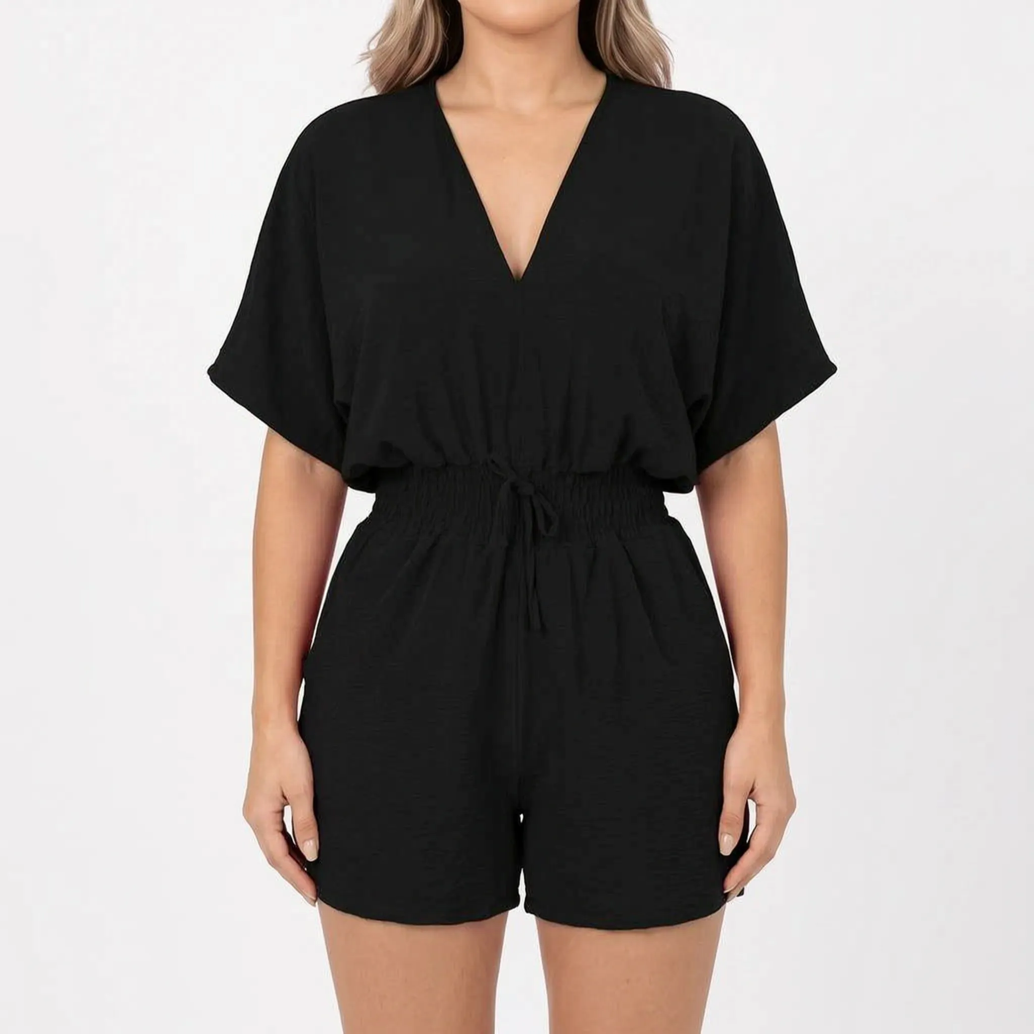 Arlisa - Casual Short-Sleeved V-Neck Summer Romper