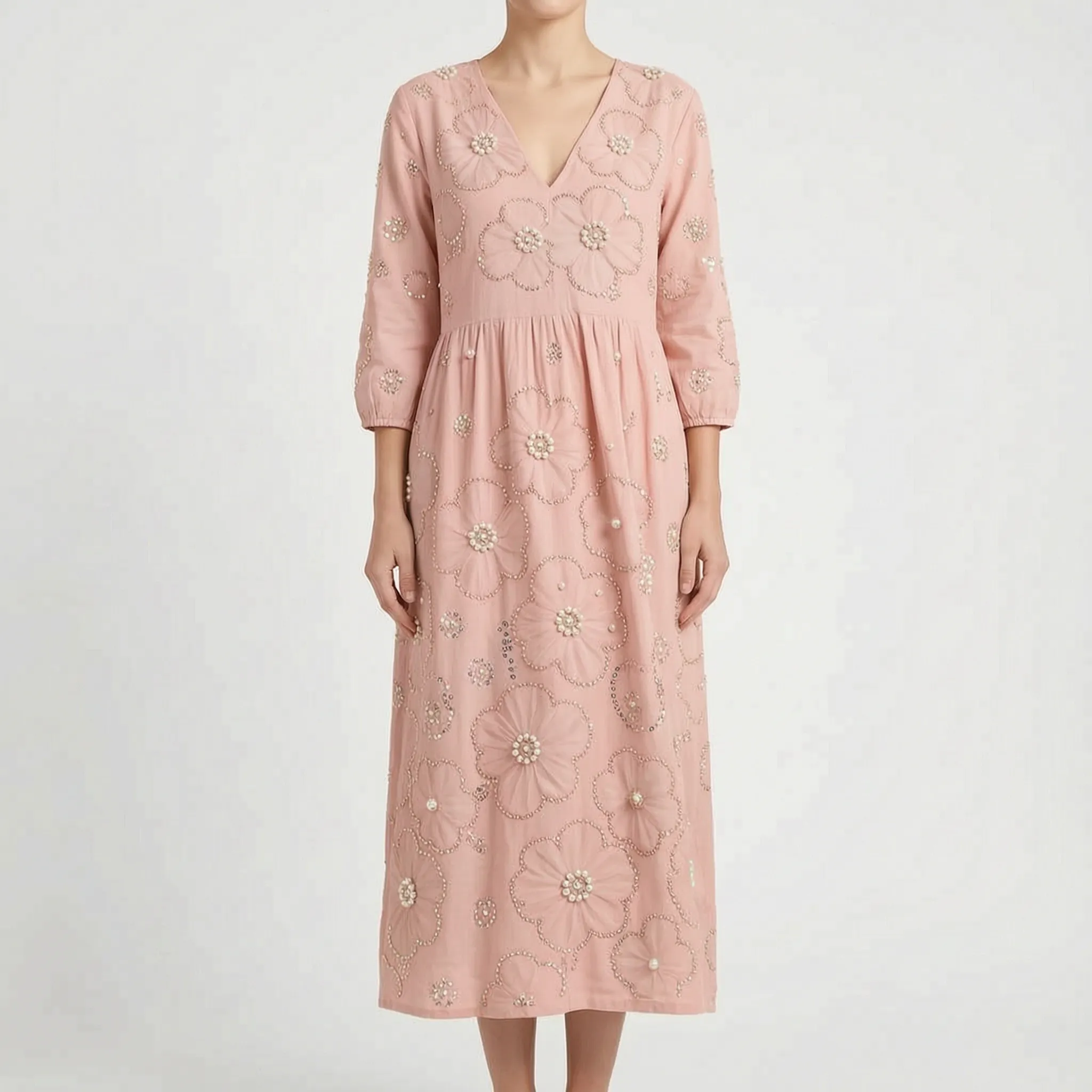 Florana - Long-Sleeved Floral Midi Dress