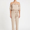 Oceana - Off-Shoulder Ruffle Neckline Jumpsuit